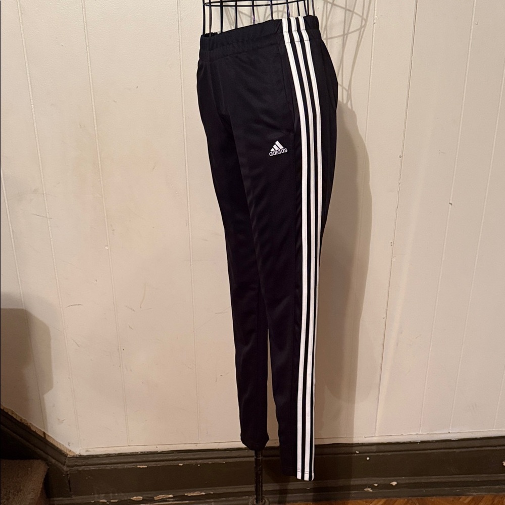 Adidas Kids Black Joggers with White Stripes